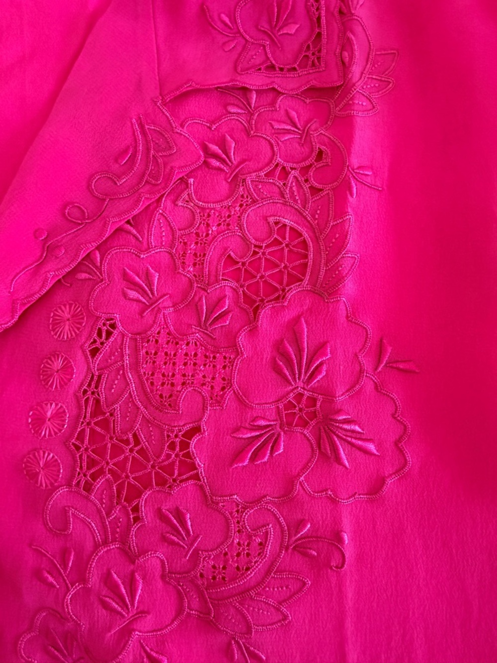 Fuchsia Embroidered Button-Front Blouse - Picture 9 of 9